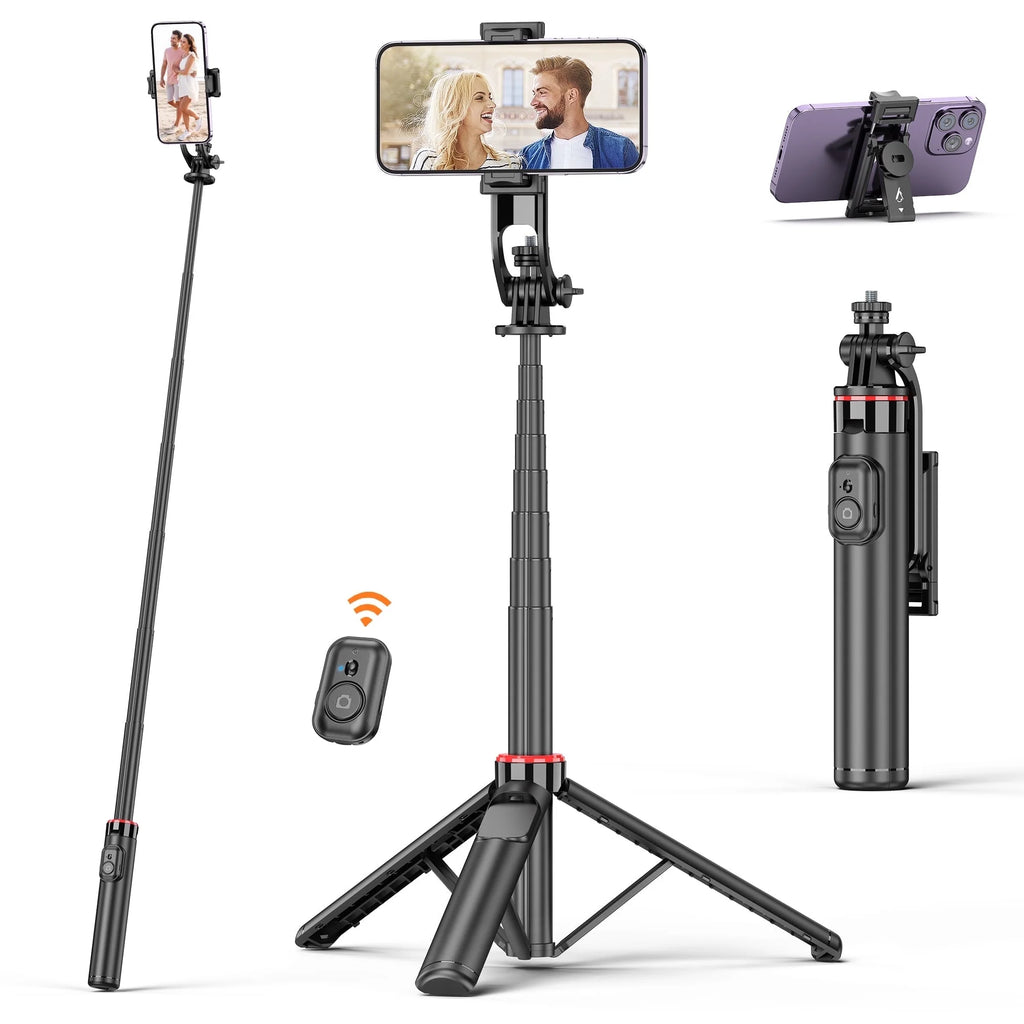 Phone Tripod, 51'' Extendable Tripod for Iphone with Remote & Phone Stand, Compatible with Iphone/Android/Video Recording/Vlog