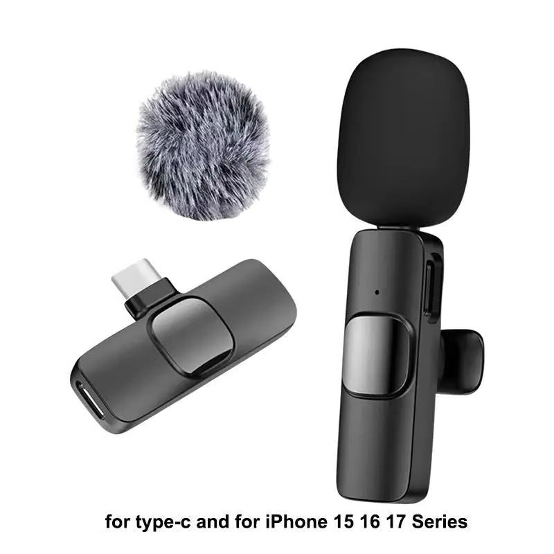 Wireless Lavalier Microphone for Iphone Android USB-C Microphone with Noise Reduction for Live Streaming Interviews Mini Mic