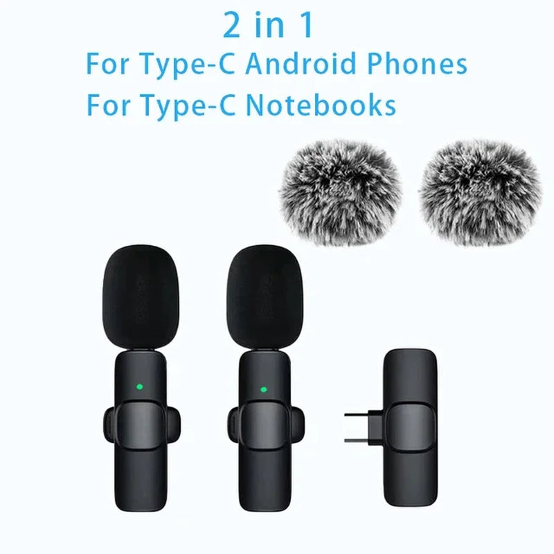Wireless Lavalier Microphone for Iphone Android USB-C Microphone with Noise Reduction for Live Streaming Interviews Mini Mic