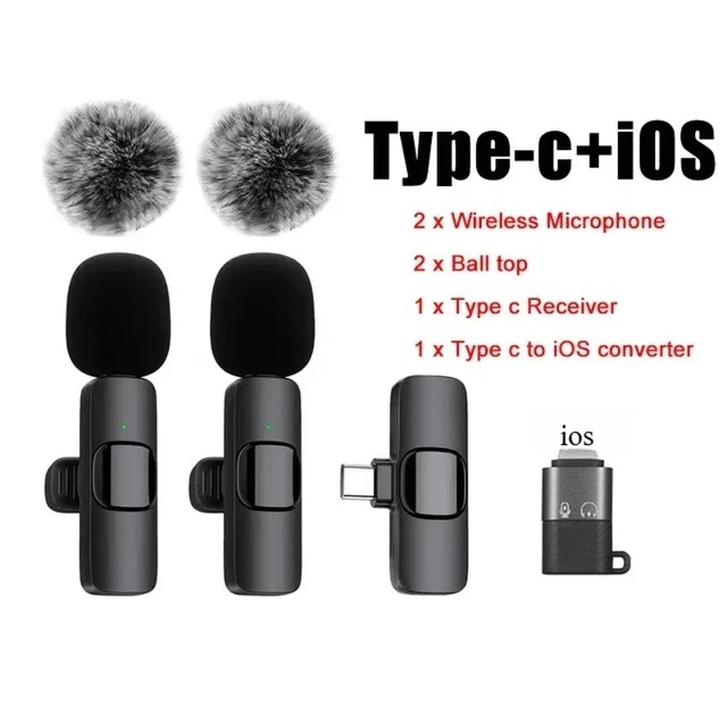 Wireless Lavalier Microphone for Iphone Android USB-C Microphone with Noise Reduction for Live Streaming Interviews Mini Mic